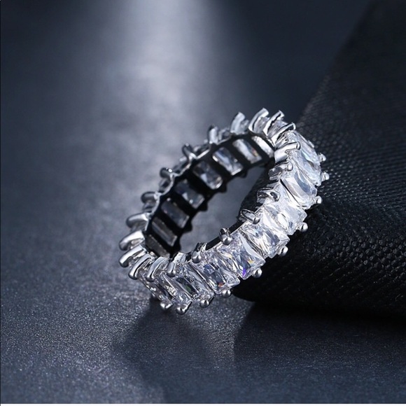 Cubic Zirconia Ring Wedding Eternity Band - Picture 1 of 3